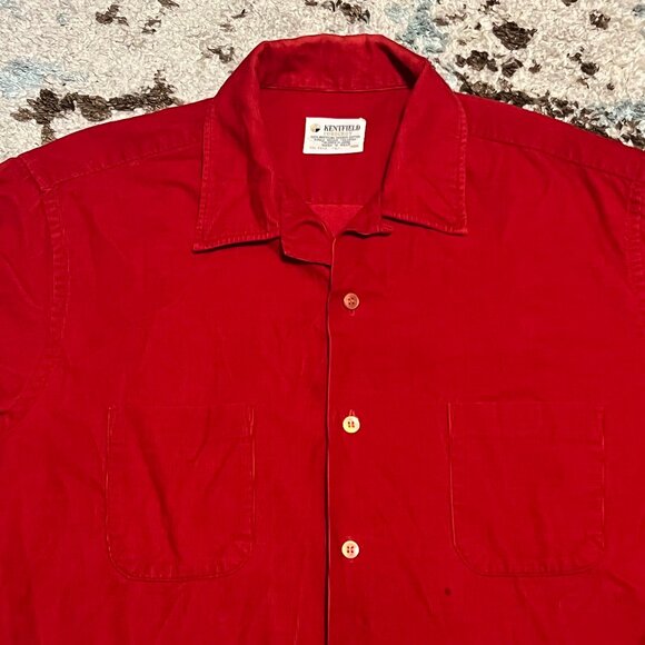 Vintage 70s Kentfield Corduroy Button Down Shirt Large Tailored in Japan Red - Picture 3 of 7